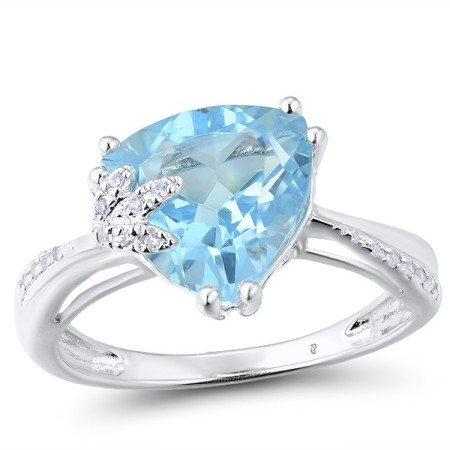 14KW  Blue Topaz (Sky Blue) Ring  (R305606BKT14KW)