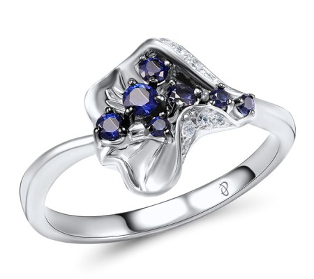 14KWB Ring Blue Sapphire,Diamond (R305638SAP14KWB) - US 6.5