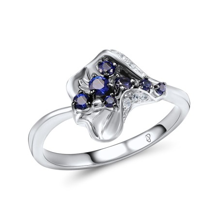 14KWB Ring Blue Sapphire,Diamond (R305638SAP14KWB) - US 6.5