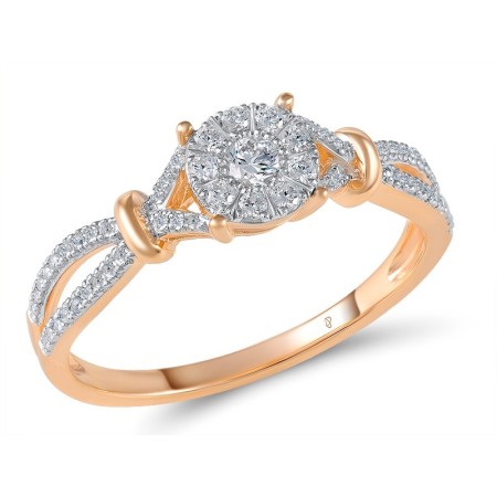 Sterling Silver w/ IONIC ROSE PLATING Ring White Cubic Zirconia (R305686WCZSQ925)