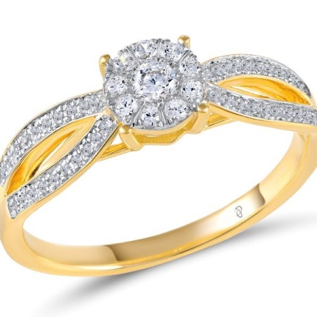 Sterling Silver w/ Ionic Yellow Plating Ring White Cubic Zirconia (R305689WCZSP925)