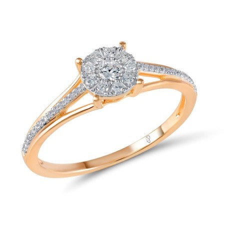 Sterling Silver w/ IONIC ROSE PLATING Ring White Cubic Zirconia (R305690WCZSQ925)