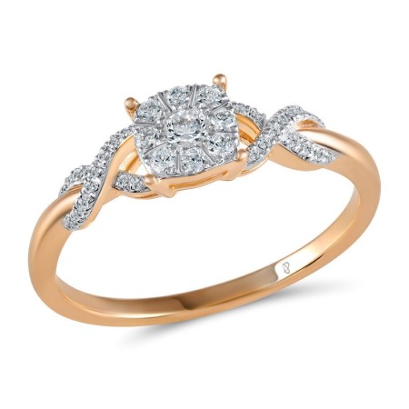 Sterling Silver w/ IONIC ROSE PLATING Ring White Cubic Zirconia (R305699WCZSQ925)