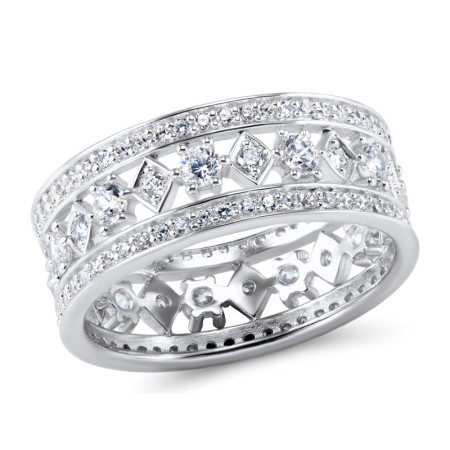 Sterling Silver Ring White Cubic Zirconia (R305743WCZSL925) - US 5.5