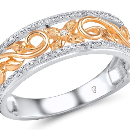 Sterling Silver w/ Ionic Rose Plating Ring White Cubic Zirconia (R305895WCZSQ925)