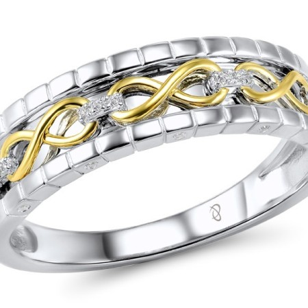 Sterling Silver w/ Ionic Yellow Plating Ring White Cubic Zirconia (R305896WCZSP925)