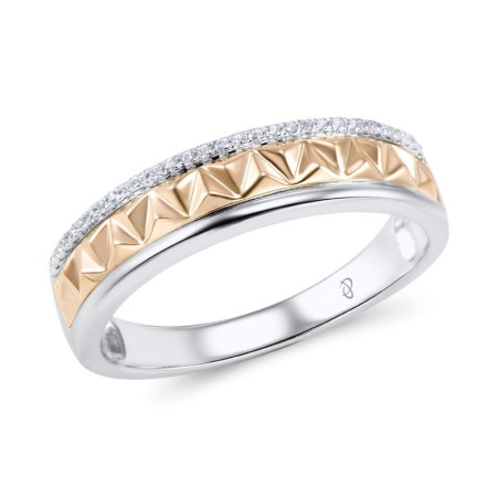 Sterling Silver w/ Ionic Rose Plating Ring White Cubic Zirconia (R306012WCZSQ925)