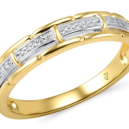 Sterling Silver w/ Ionic Yellow Plating Ring White Cubic Zirconia (R306015WCZSP925)