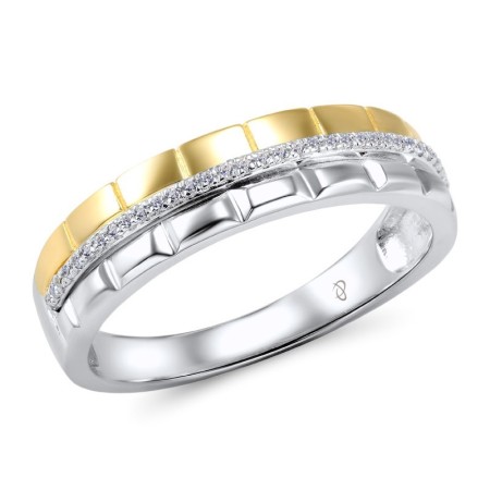 Sterling Silver w/ IONIC YELLOW PLATING Ring White CZ (R306018WCZSP925)