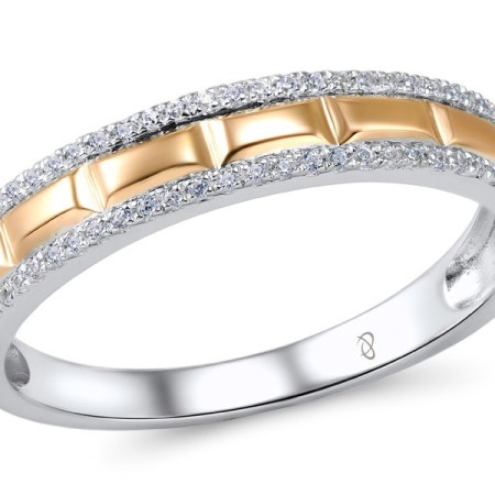 Sterling Silver w/ Ionic Rose Plating Ring White Cubic Zirconia (R306023WCZSQ925)