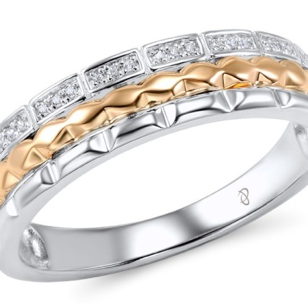 Sterling Silver w/ Ionic Rose Plating Ring White Cubic Zirconia (R306025WCZSQ925)