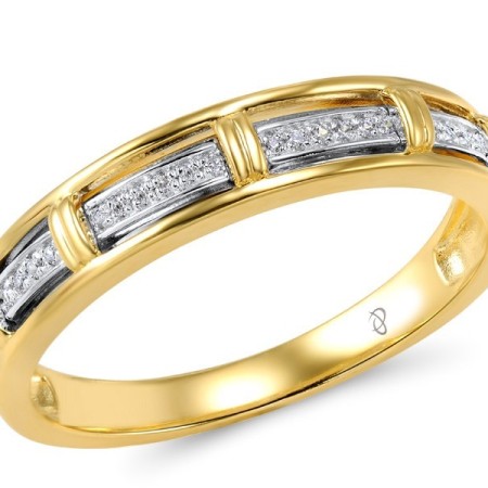 Sterling Silver w/ Ionic Yellow Plating Ring White Cubic Zirconia (R306029WCZSP925)