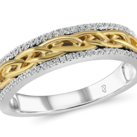 Sterling Silver w/ Ionic Yellow Plating Ring White Cubic Zirconia (R306030WCZSP925)