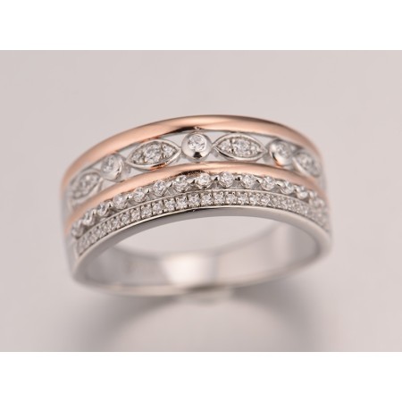 Sterling Silver w/ IONIC ROSE PLATING Ring White CZ (R306038WCZSQ925)