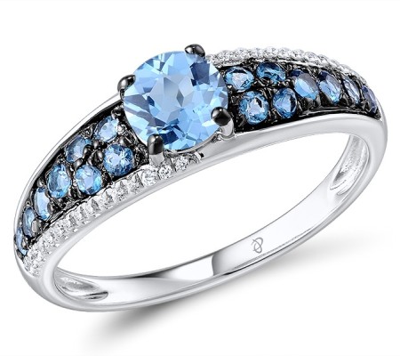 14KWB Ring Blue Topaz (Swiss Blue),Diamond,London Blue Topaz (R306057BLL14KWB)