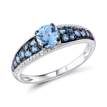 14KWB Ring Blue Topaz (Swiss Blue),Diamond,London Blue Topaz (R306057BLL14KWB)
