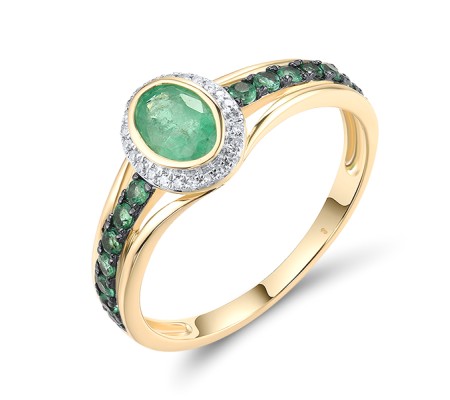 14KYWB Ring Diamond,Emerald (R306069EMR14KYWB)