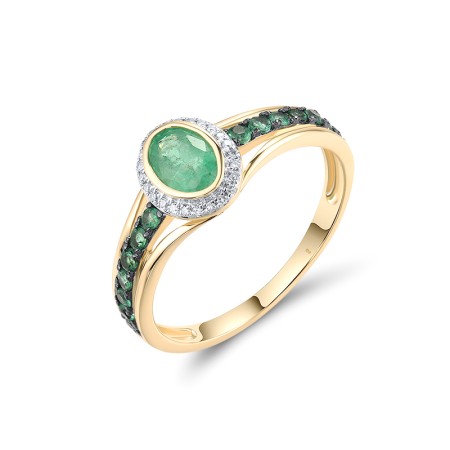 14KYWB Ring Diamond,Emerald (R306069EMR14KYWB)