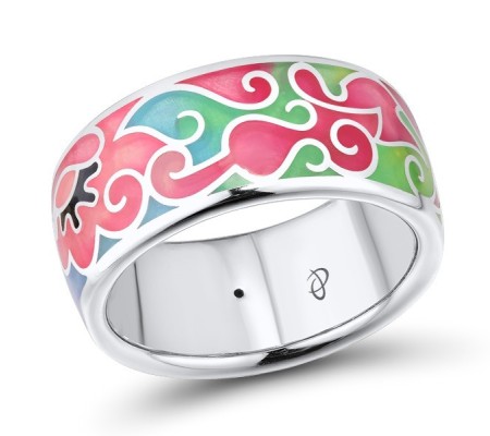 Sterling Silver Ring Enamel,White Cubic Zirconia (R306084ENM2SL925)