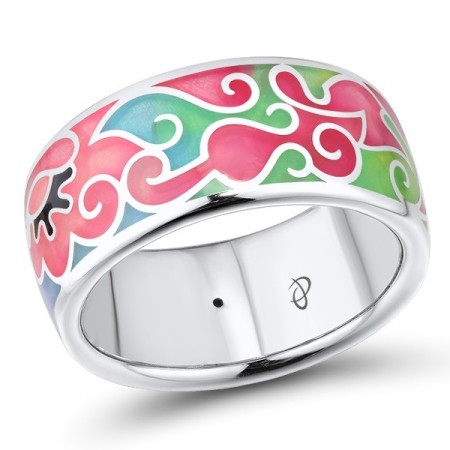 Sterling Silver Ring Enamel,White Cubic Zirconia (R306084ENM2SL925)