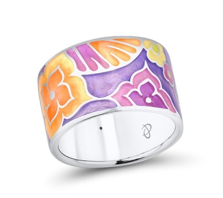 Sterling Silver Ring Enamel,White Cubic Zirconia (R306086ENM4SL925)