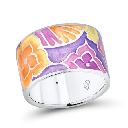 Sterling Silver Ring Enamel,White Cubic Zirconia (R306086ENM4SL925)