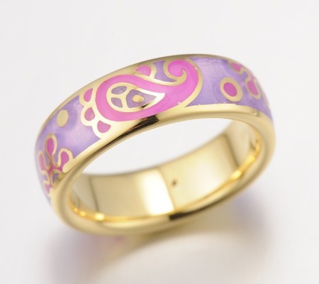 Sterling Silver w/ Yellow Plating Ring Enamel,White Cubic Zirconia (R306090ENM1SY925)