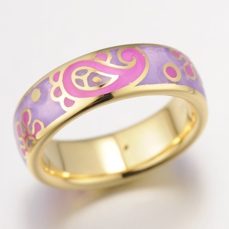 Sterling Silver w/ Yellow Plating Ring Enamel,White Cubic Zirconia (R306090ENM1SY925)