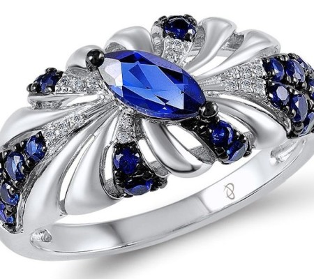 14KWB Ring Blue Sapphire,Diamond (R306180SAP14KWB) - US 7