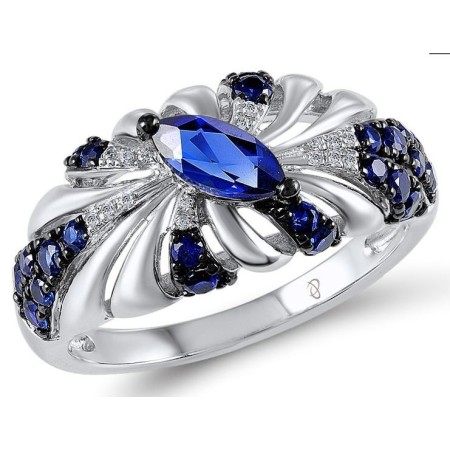 14KWB Ring Blue Sapphire,Diamond (R306180SAP14KWB) - US 7