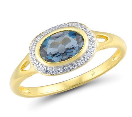14KYW Ring Diamond,London Blue Topaz (R306229LDB14KYW)