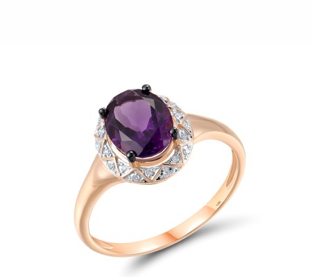 14KRWB Ring Amethyst,Diamond (R306233AME14KRWB) - US 9.5