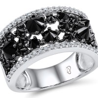 Sterling Silver w/ Black White Plating Ring Black spinel,White Cubic Zirconia (R306334BSNZSK925) - US 6