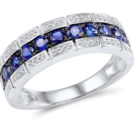 14KWB Ring Blue Sapphire,Diamond (R306380SAP14KWB) - US 6