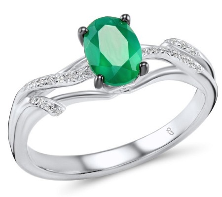 14KWB Ring Diamond,Emerald (R306406EMR14KWB) - US 7