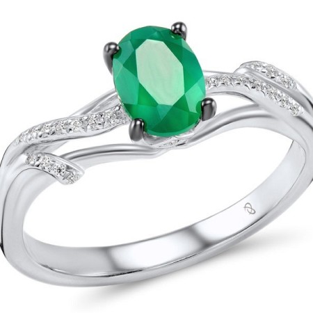 14KWB Ring Diamond,Emerald (R306406EMR14KWB) - US 7