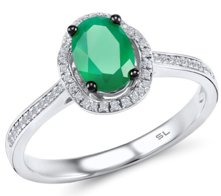 14KWB Ring Emerald,Diamond (R306409EMR14KWB) - US 6