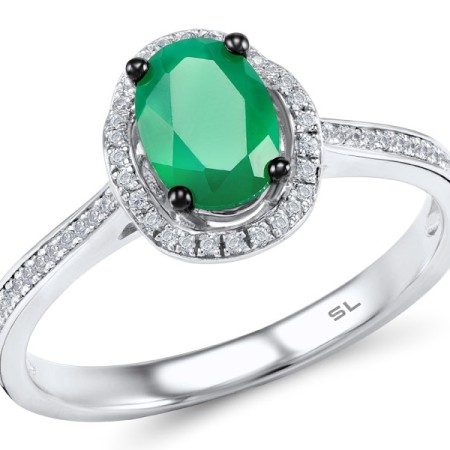 14KWB Ring Emerald,Diamond (R306409EMR14KWB) - US 6