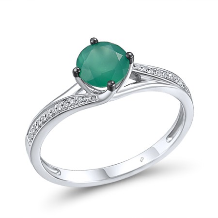 14KWB Ring Diamond,Green Chalcedony (R306441GRC14KWB) - US 7.75