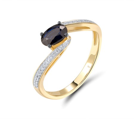14KYWB Ring Blue Sapphire,Diamond (R306443SAP14KYWB)
