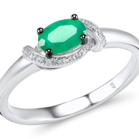 14KWB Ring Diamond,Emerald (R306444EMR14KWB) - US 7.75