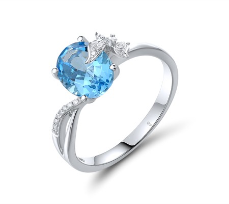 14KW  Blue Topaz (Swiss Blue) Ring (R306450BLT14KW)