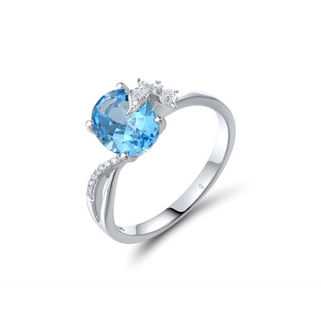 14KW  Blue Topaz (Swiss Blue) Ring (R306450BLT14KW)