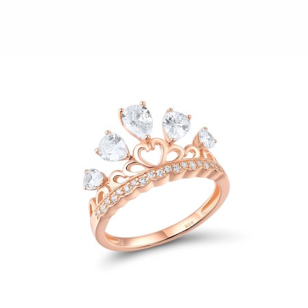 Sterling Silver w/ Rose Plating Ring White Cubic Zirconia (R306479WCZSR925) - US 6