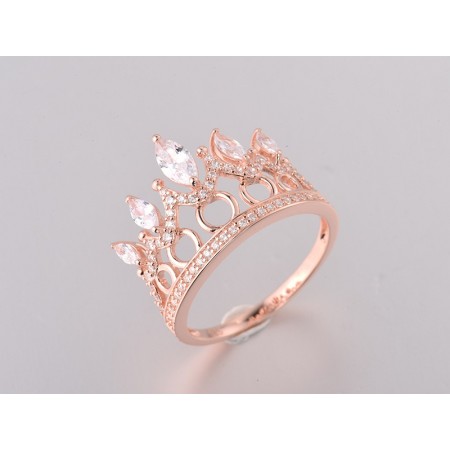 Sterling Silver w/ Rose Plating Ring White Cubic Zirconia (R306481WCZSR925) - US 6