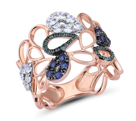 10KRWB Ring Created Emerald,Created Sapphire,Created white sapphire (R306563CCEW10KRWB) - US 6.5