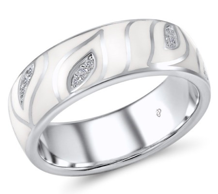 Sterling Silver Ring White Cubic Zirconia,Enamel (R306587ENASL925) - US 6