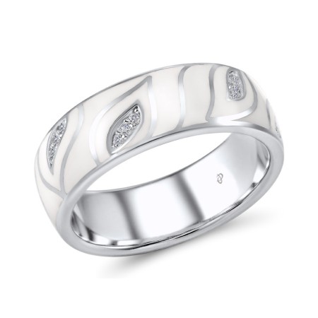 Sterling Silver Ring White Cubic Zirconia,Enamel (R306587ENASL925) - US 6