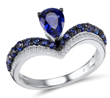 14KWB Ring Blue Sapphire,Diamond (R306730SAP14KWB) - US 7