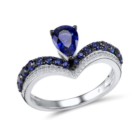 14KWB Ring Blue Sapphire,Diamond (R306730SAP14KWB) - US 7